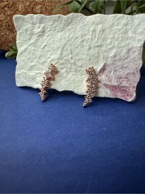 Rose Gold Crystal Ear Climbers